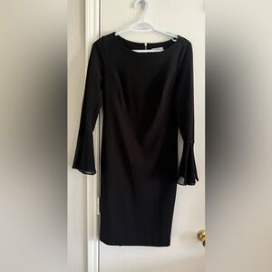Calvin Klein Black Long Sleeve Sheath Midi Dress Size 6